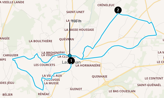 randonnées : carte du carrefour des voies à laurenan 