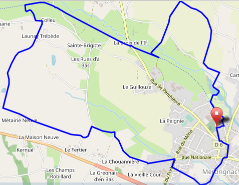 randonnées : carte du chemin du duc à merdrignac 